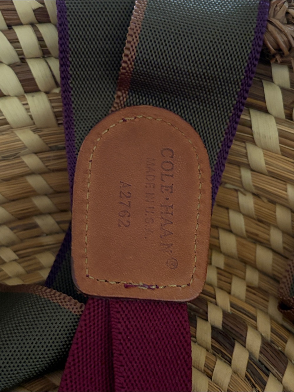 Cole Haan Plum and Olive Fabric Suspenders